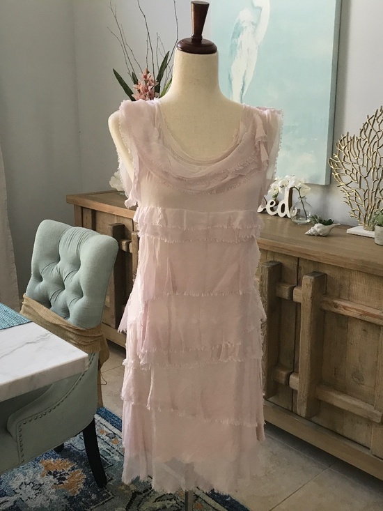 M Made In Italy Dresses & Skirts - Made in Italy S Pink Ice Tiered Silk Dress